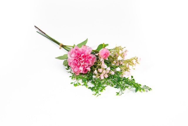Boeket zijden pioenrozen in roze tinten