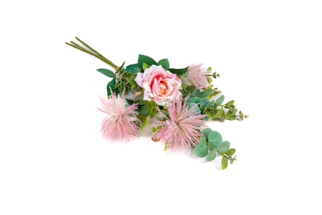 Boeket zijden rozen in roze tinten